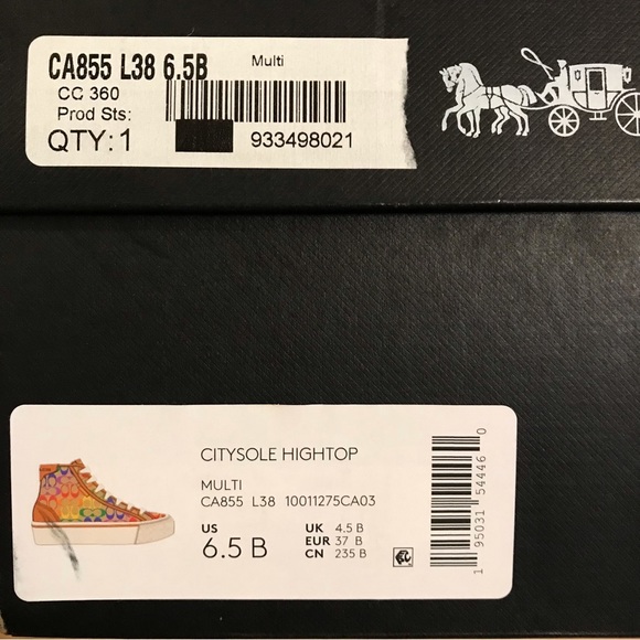 🌈 Coach Citysole High Top Platform Sneaker In Rainbow Signature Canvas - Picture 10 of 11